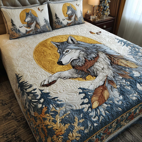 Moon Wolf 3-Piece Quilted Bedding Set GFTOQM943