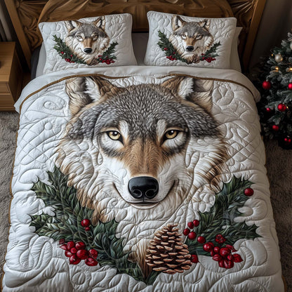 Winter Wolf 3-Piece Quilted Bedding Set GFTOQM948