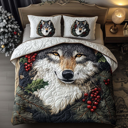 Berry Wolf 3-Piece Quilted Bedding Set GFTOQM949