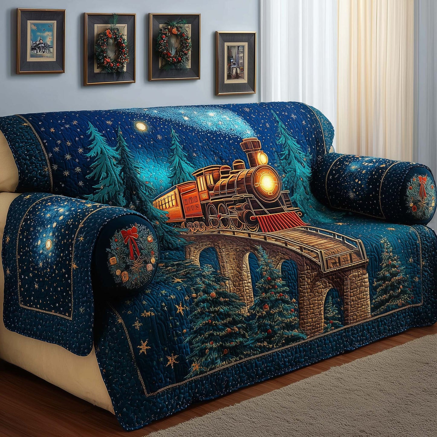 Starlit Train Quilted Sofa Cover GFTOQM962