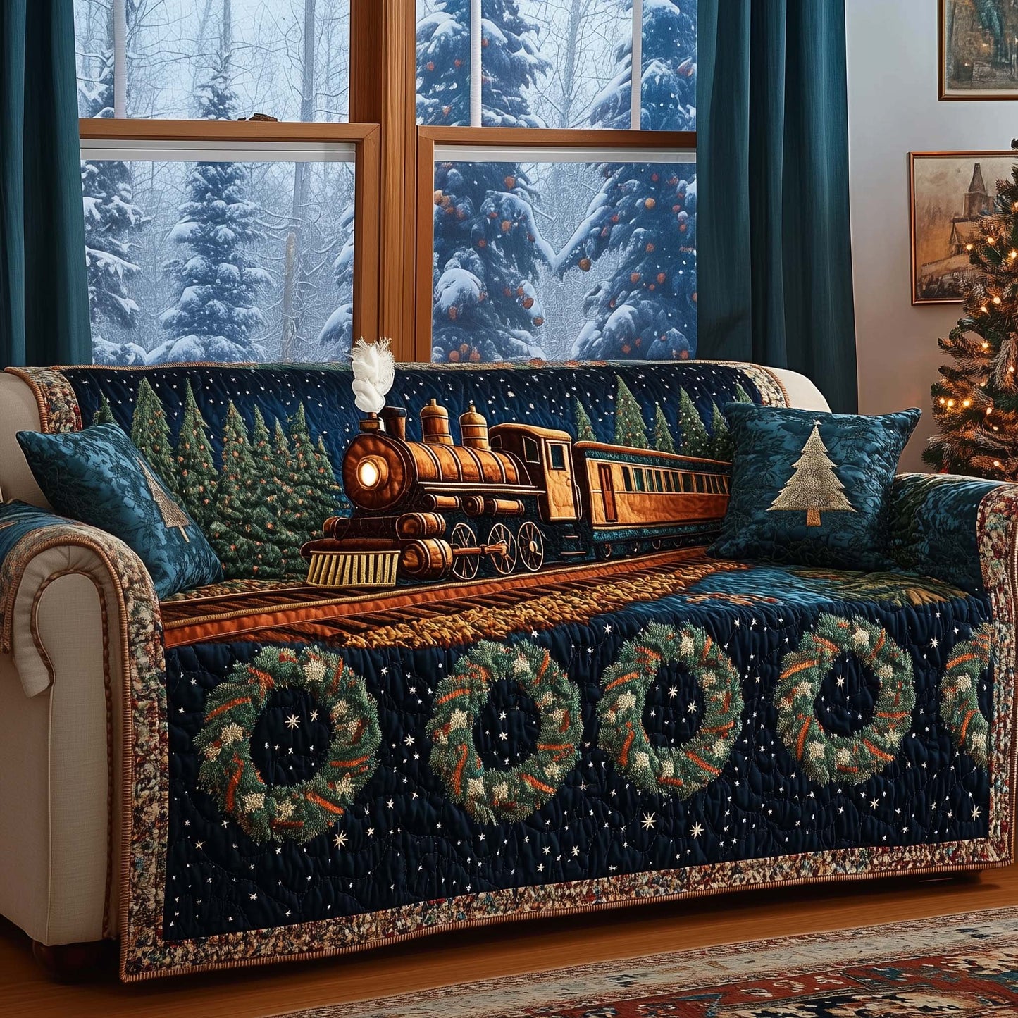 Golden Night Quilted Sofa Cover GFTOQM965