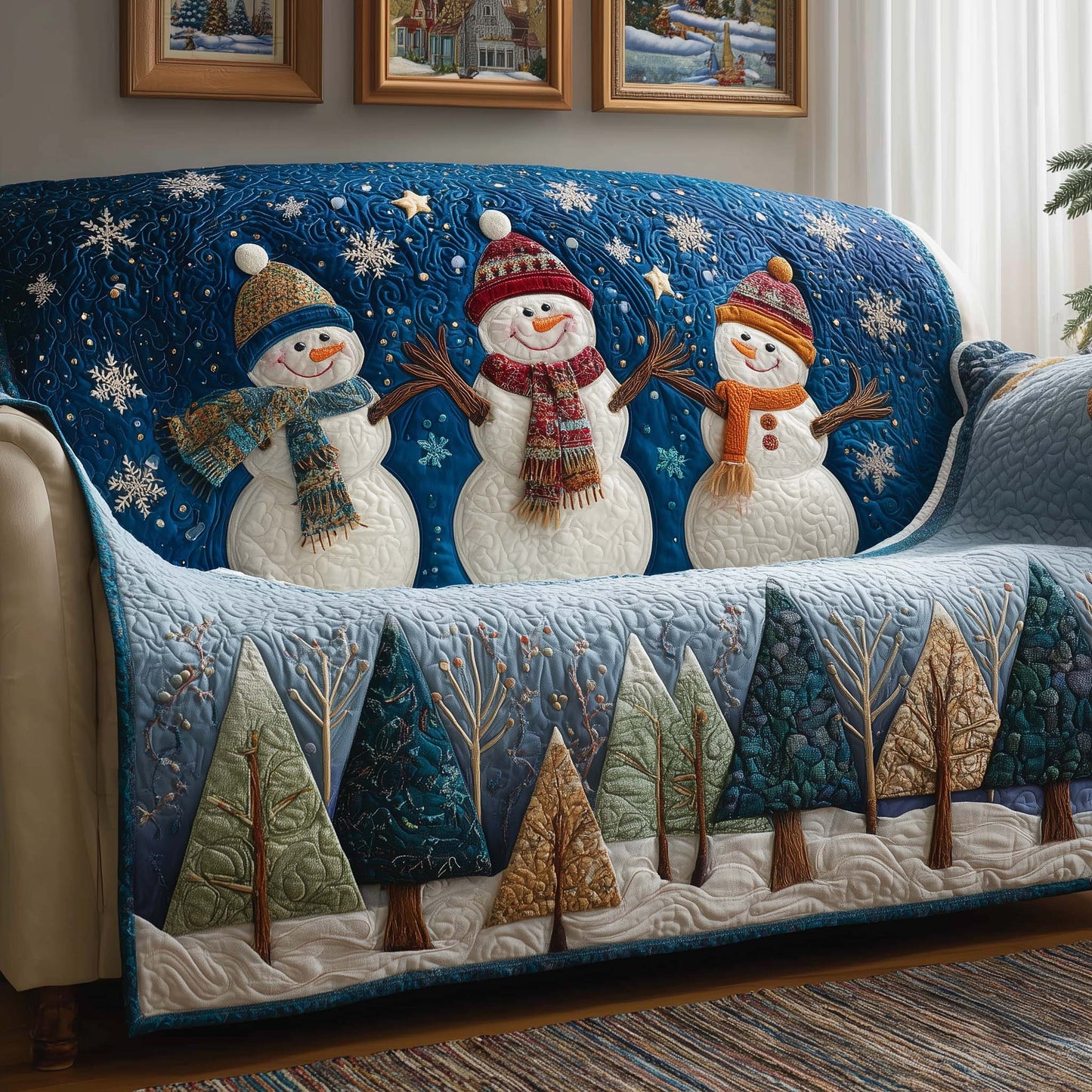 Happy Trio Quilted Sofa Cover GFTOQM976