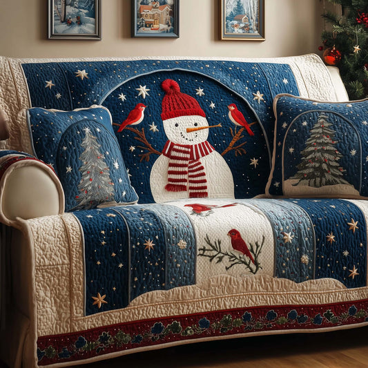 Cardinal Snowman Quilted Sofa Cover GFTOQM978