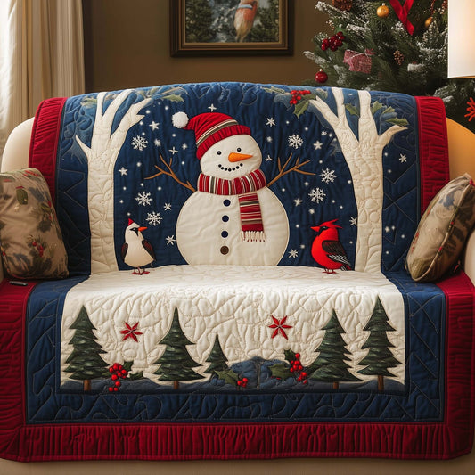 Winter Cardinal Snowman Quilted Sofa Cover GFTOQM981
