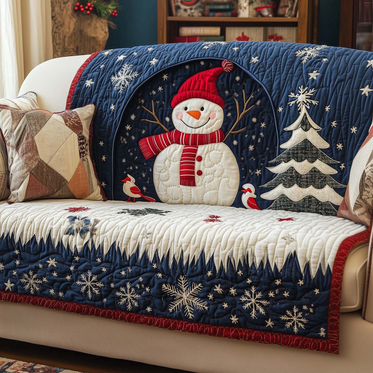 Snowy Smile Quilted Sofa Cover GFTOQM982