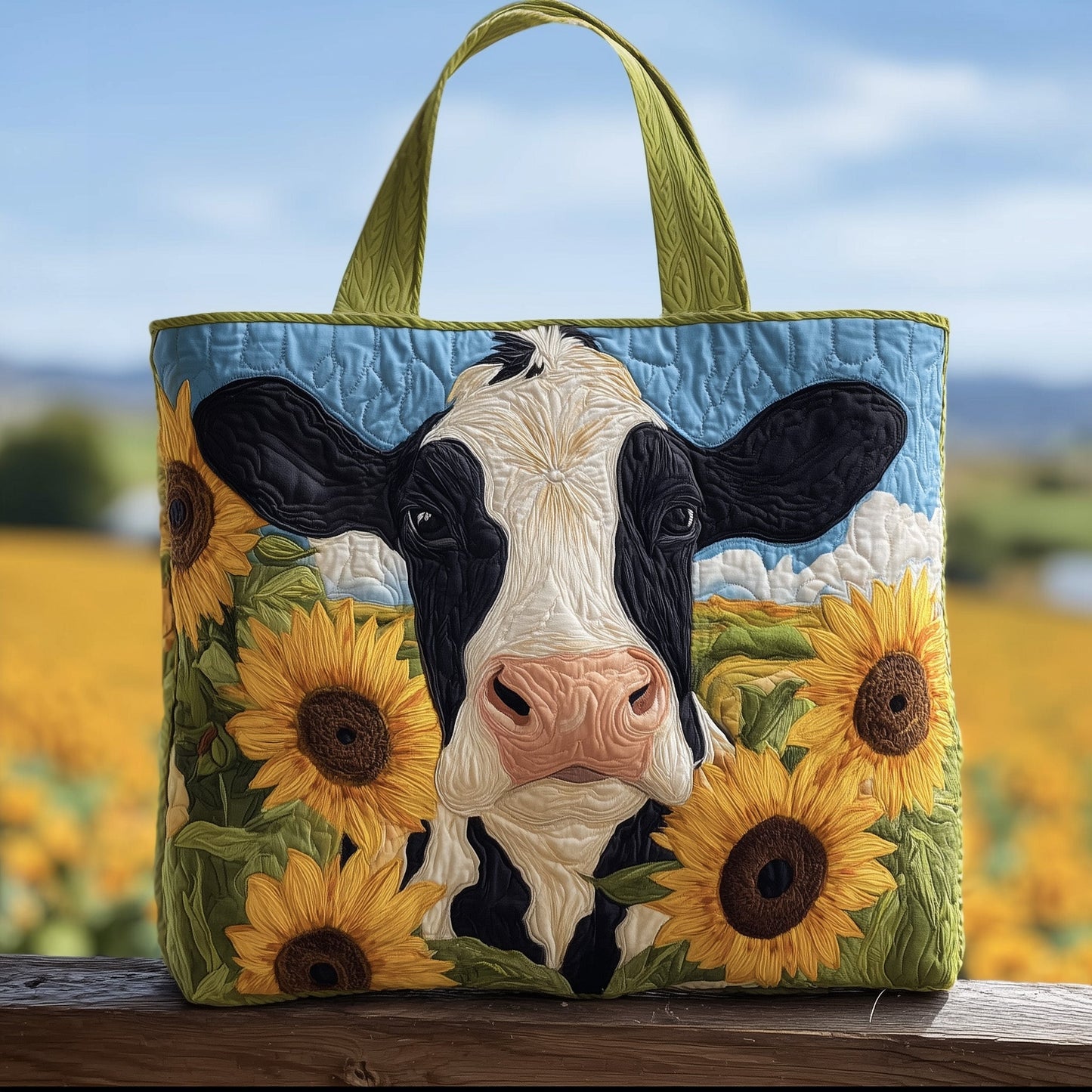 Sunflower Cow Quilted Tote Bag GFTOTG15