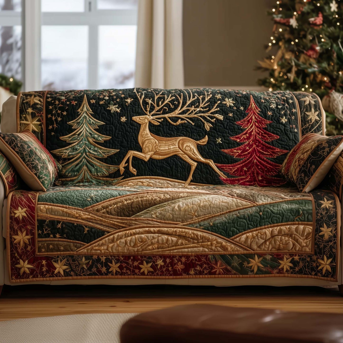 Deer Silhouette Quilted Sofa Cover GFTOTG1702