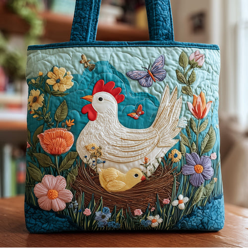 Blossoming Chicken Quilted Tote Bag GFTOTG20