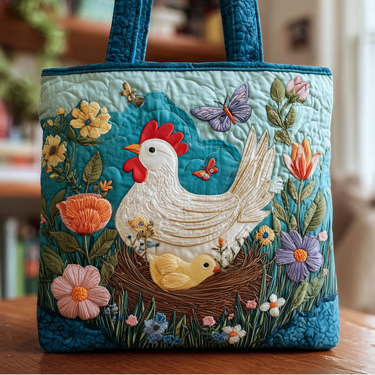 Blossoming Chicken Quilted Tote Bag GFTOTG20