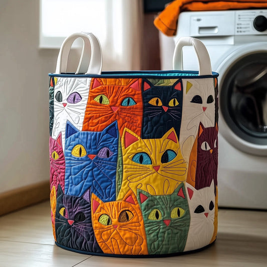 Whimsical Cat Quilted Laundry Basket GFTOTG218