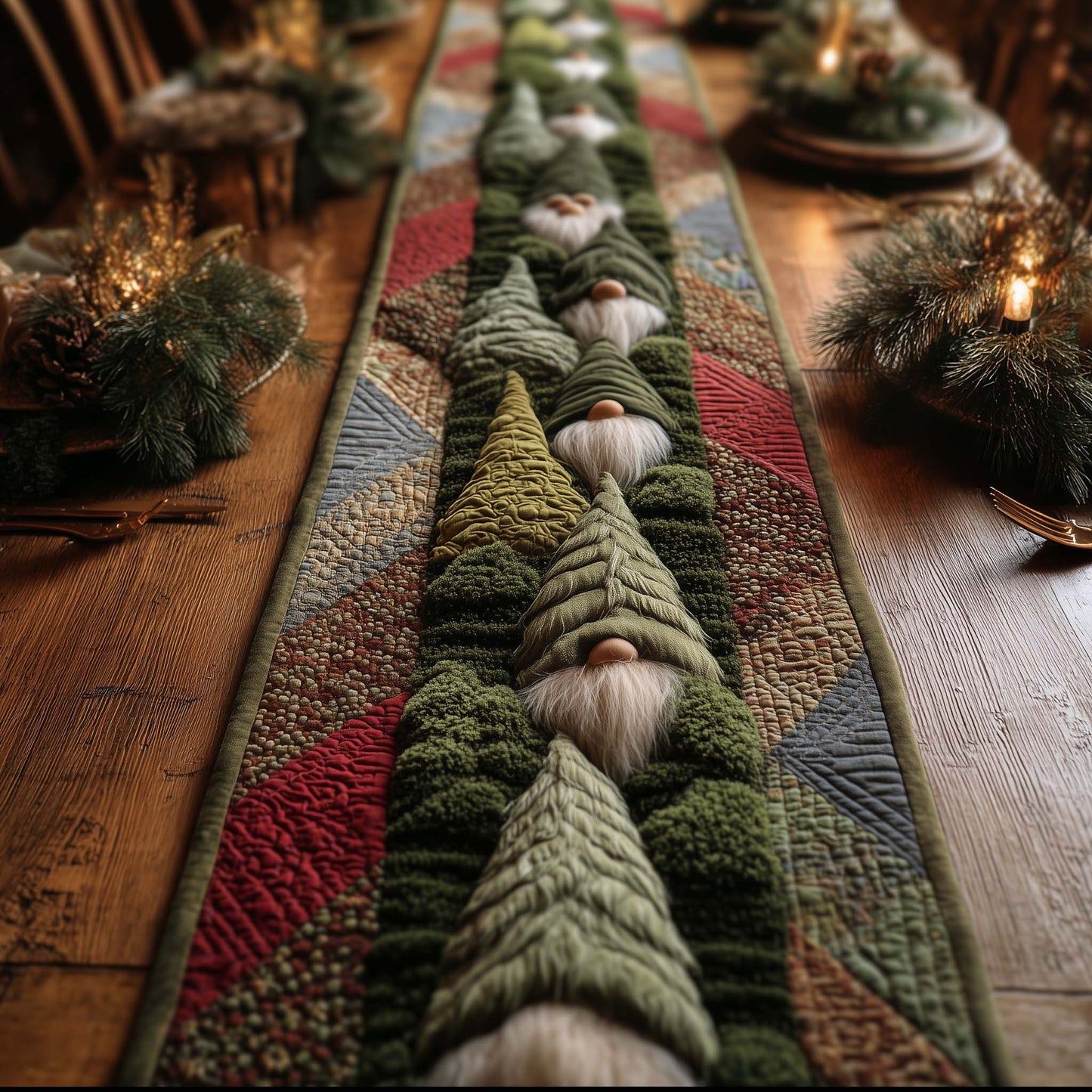 Gnome Pines Quilted Table Runner GFTOTG2342