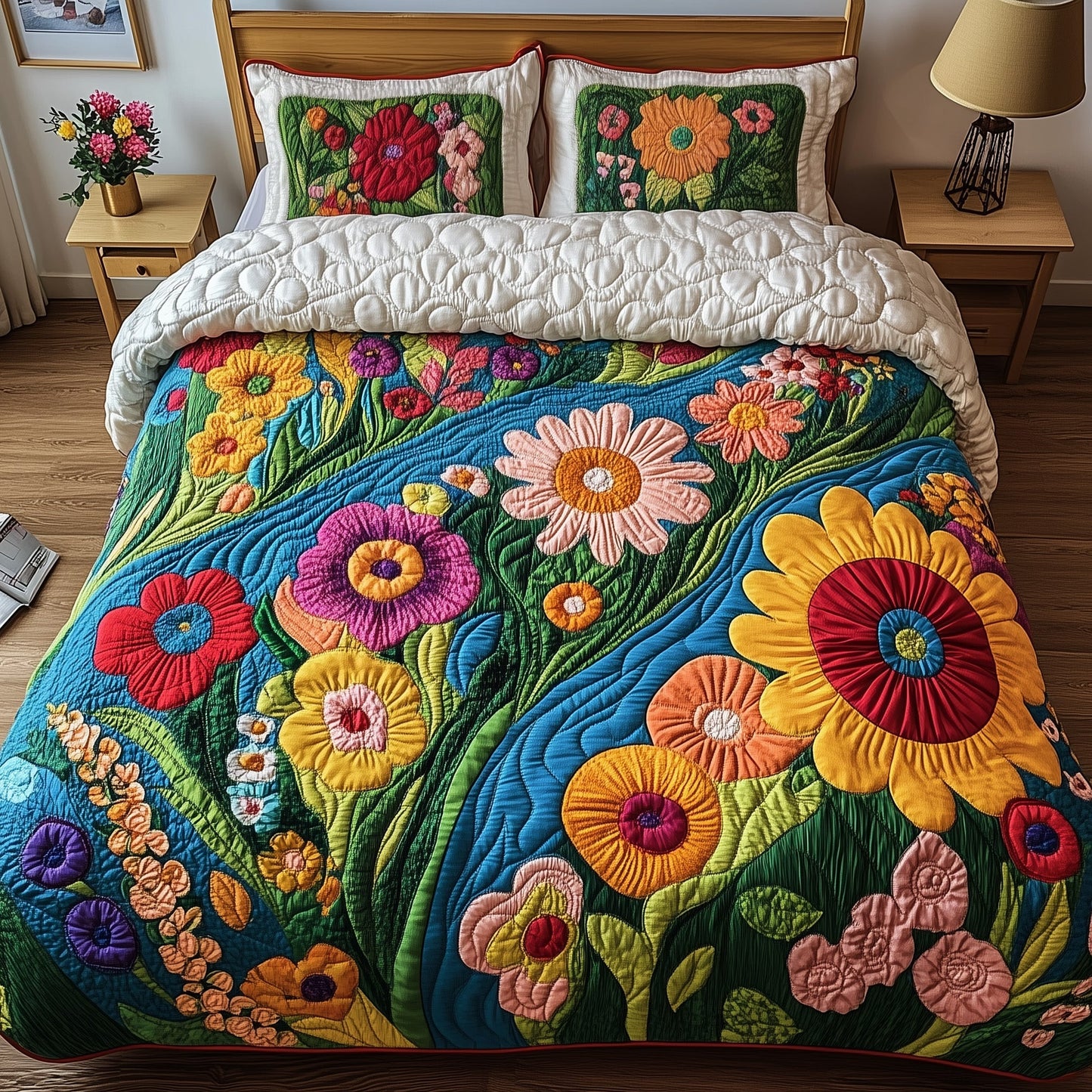 Flowers Flow Quilted Duvet Cover Set GFTOTG238