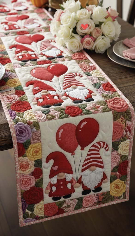 Sweetheart Gnomeville Quilted Table Runner GFTOTG2428