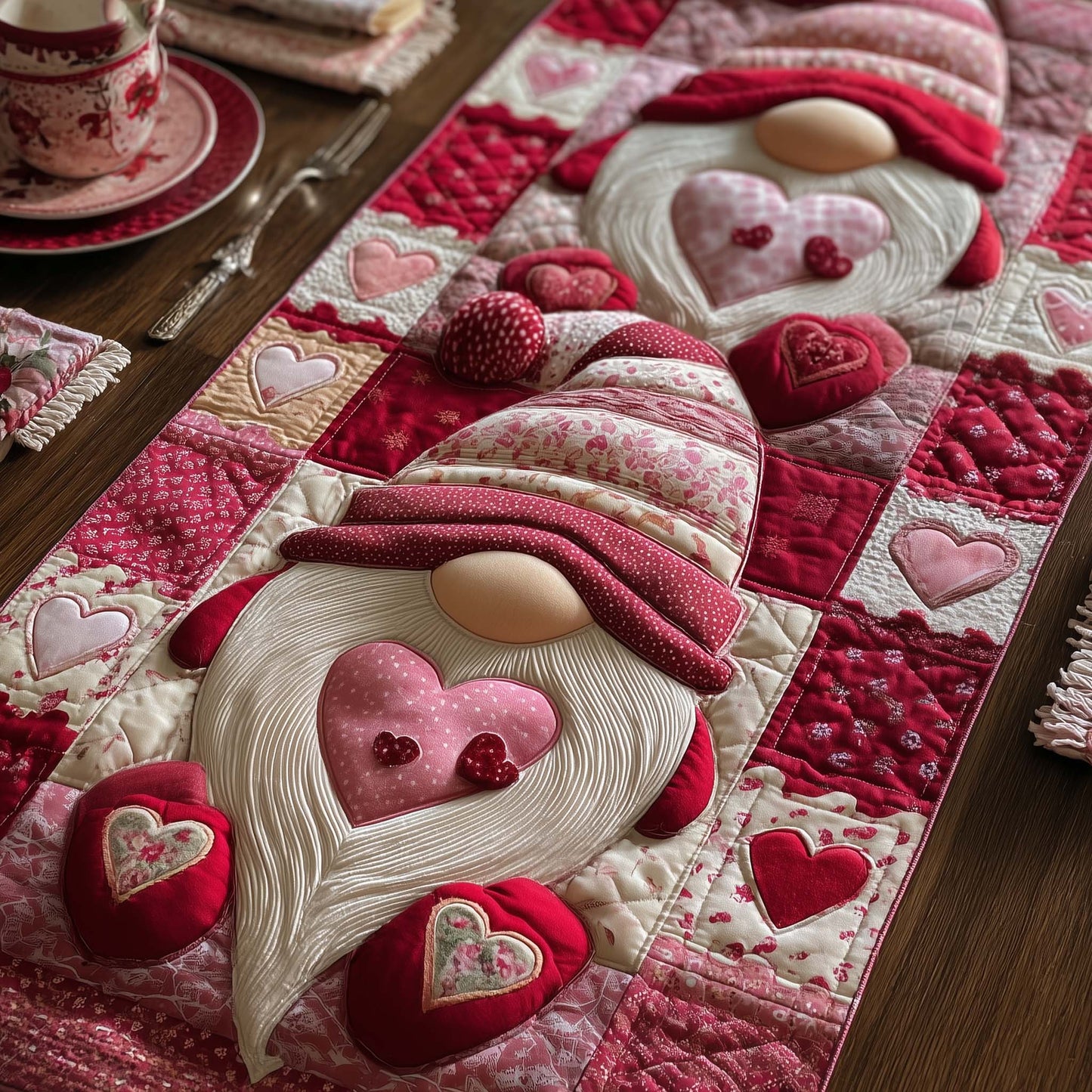 Sweetheart Gnomeville Quilted Table Runner GFTOTG2429