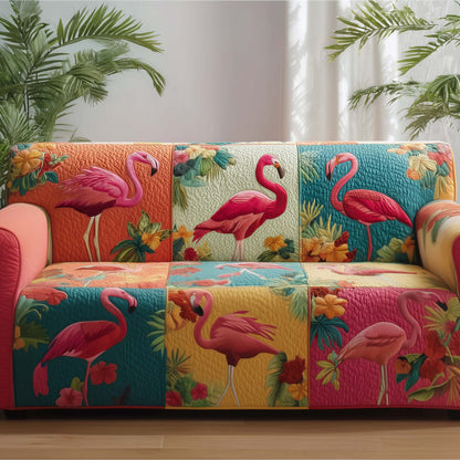 Flamingo Lagoon Quilted Sofa Cover GFTOTG2520