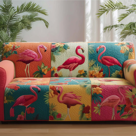 Flamingo Lagoon Quilted Sofa Cover GFTOTG2520