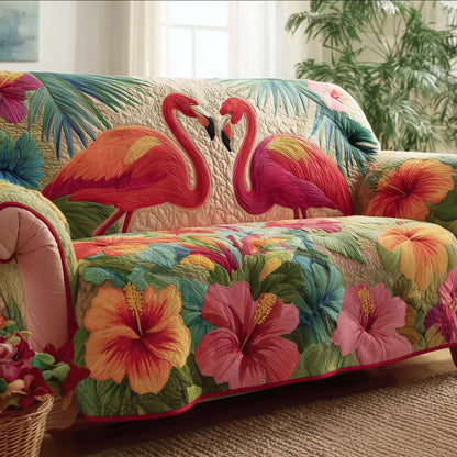 Flamingo Lagoon Quilted Sofa Cover GFTOTG2522