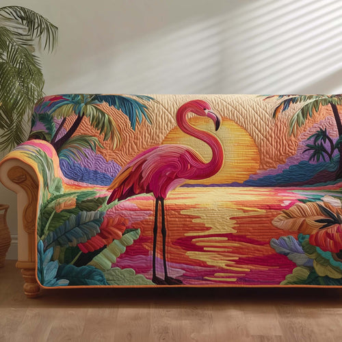 Flamingo Lagoon Quilted Sofa Cover GFTOTG2523