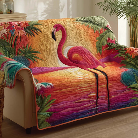 Flamingo Lagoon Quilted Sofa Cover GFTOTG2524