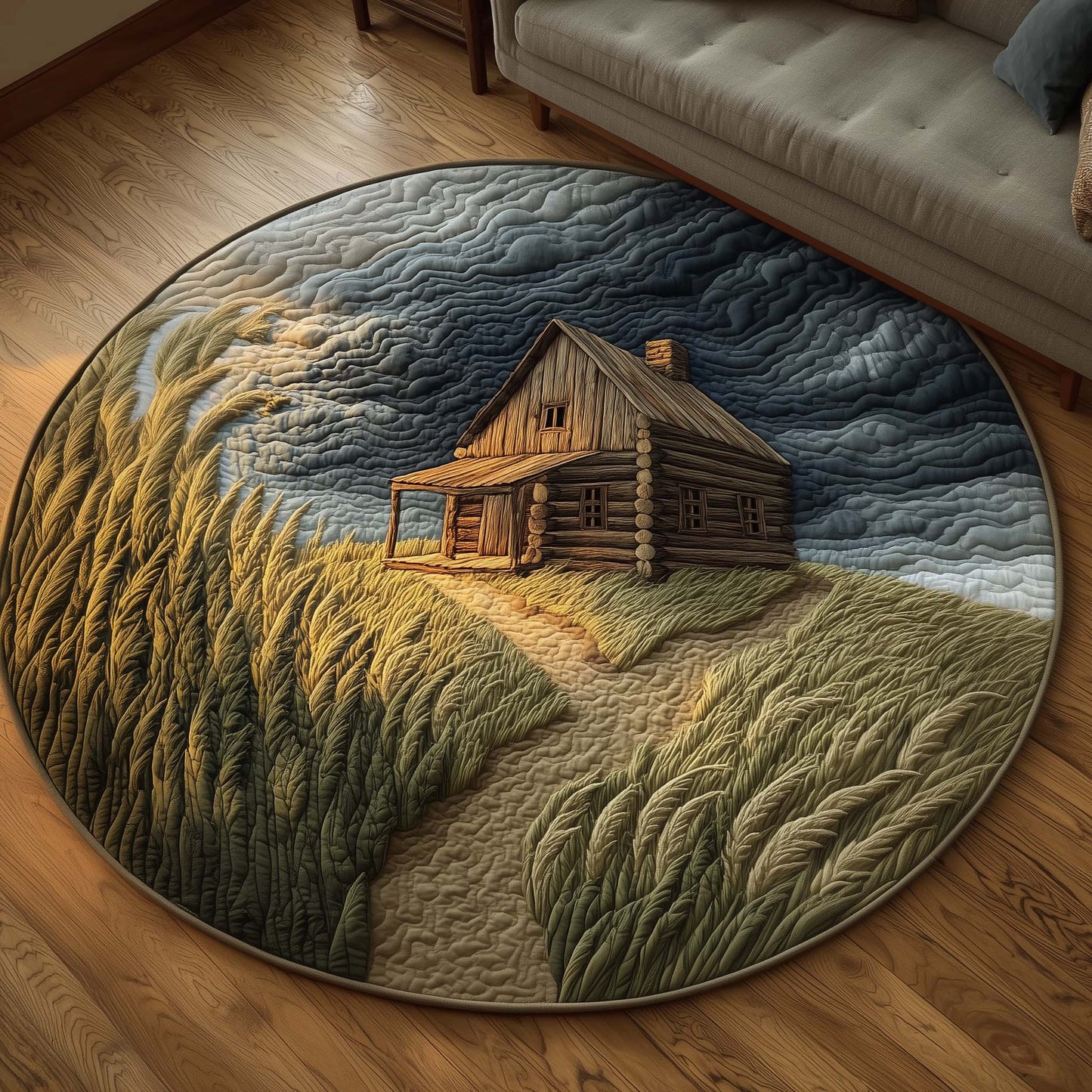 Log Cabin Quilted Round Mat GFTOTG2575