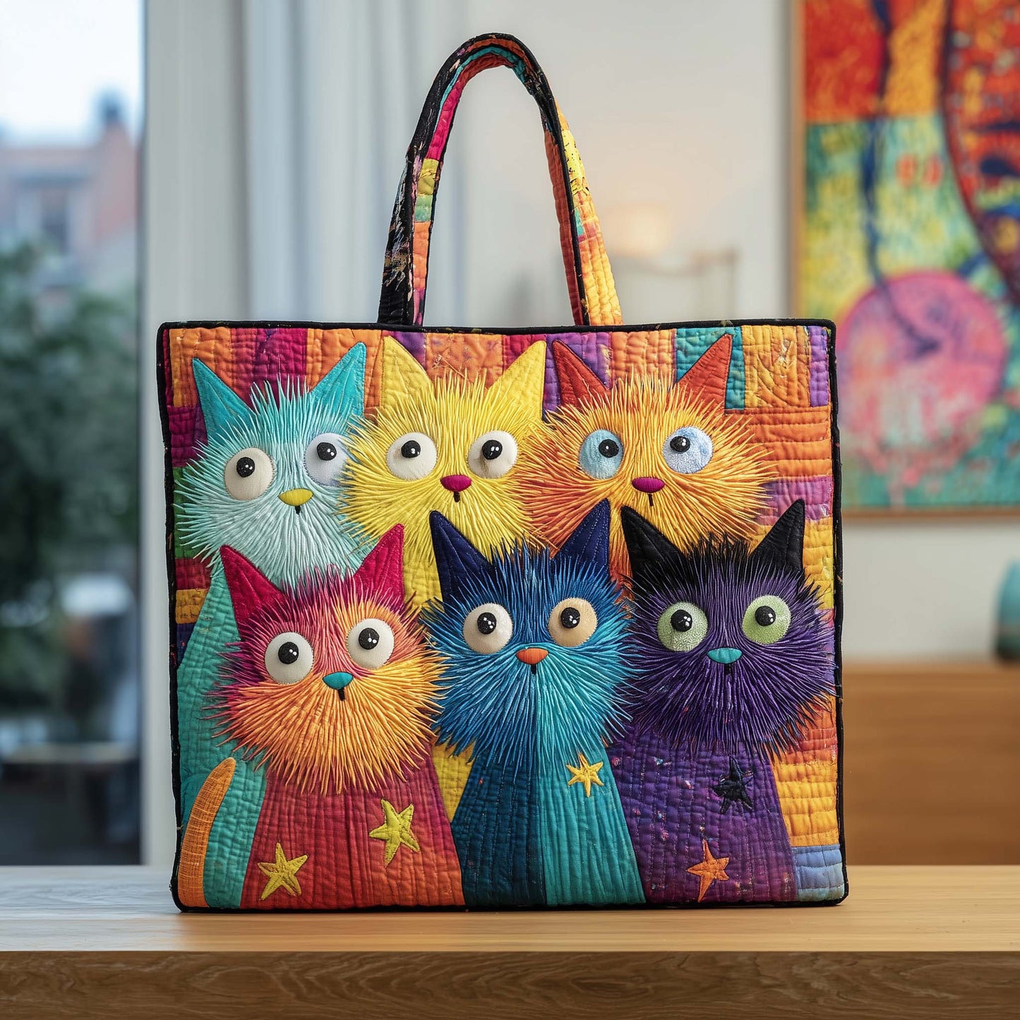 Funky Feline Quilted Tote Bag GFTOTG2691