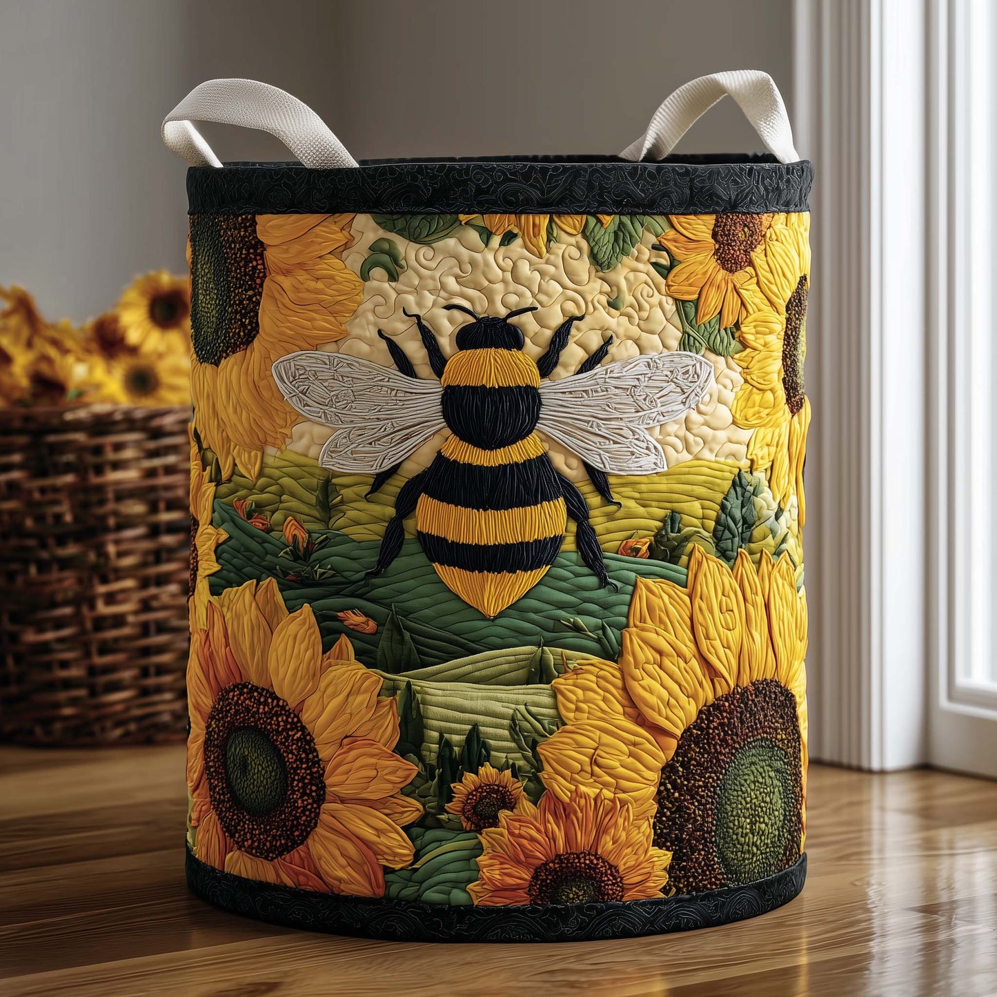 Sunflower Bee Quilted Laundry Basket GFTOTG2806