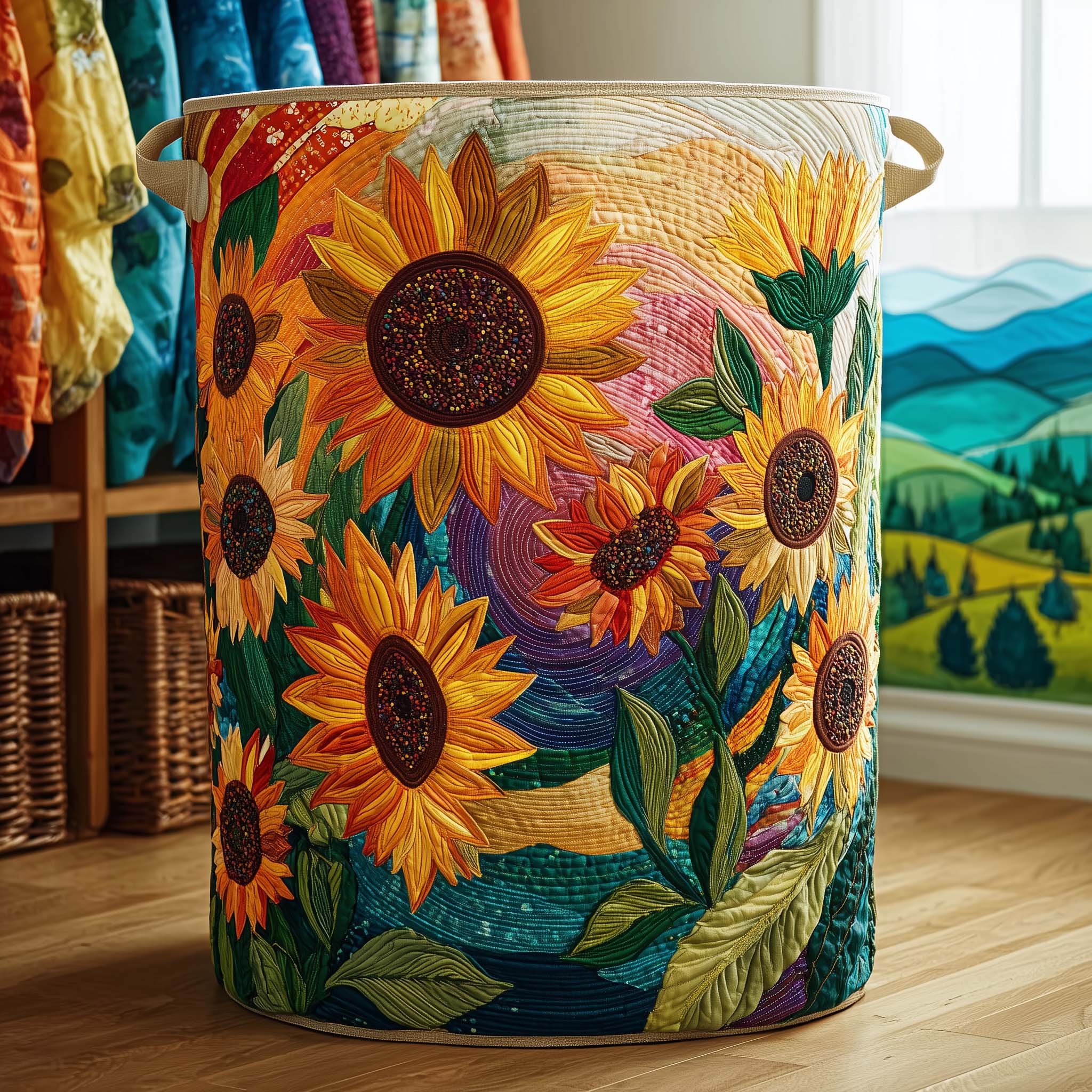 Sunflower Bloom Quilted Laundry Basket GFTOTG2809 – Willow Quilt