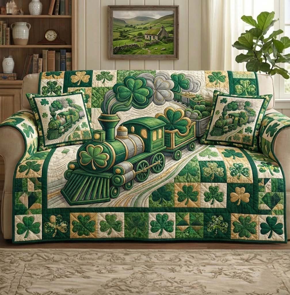 Emerald Luck Quilted Sofa Cover GFTOTG2850