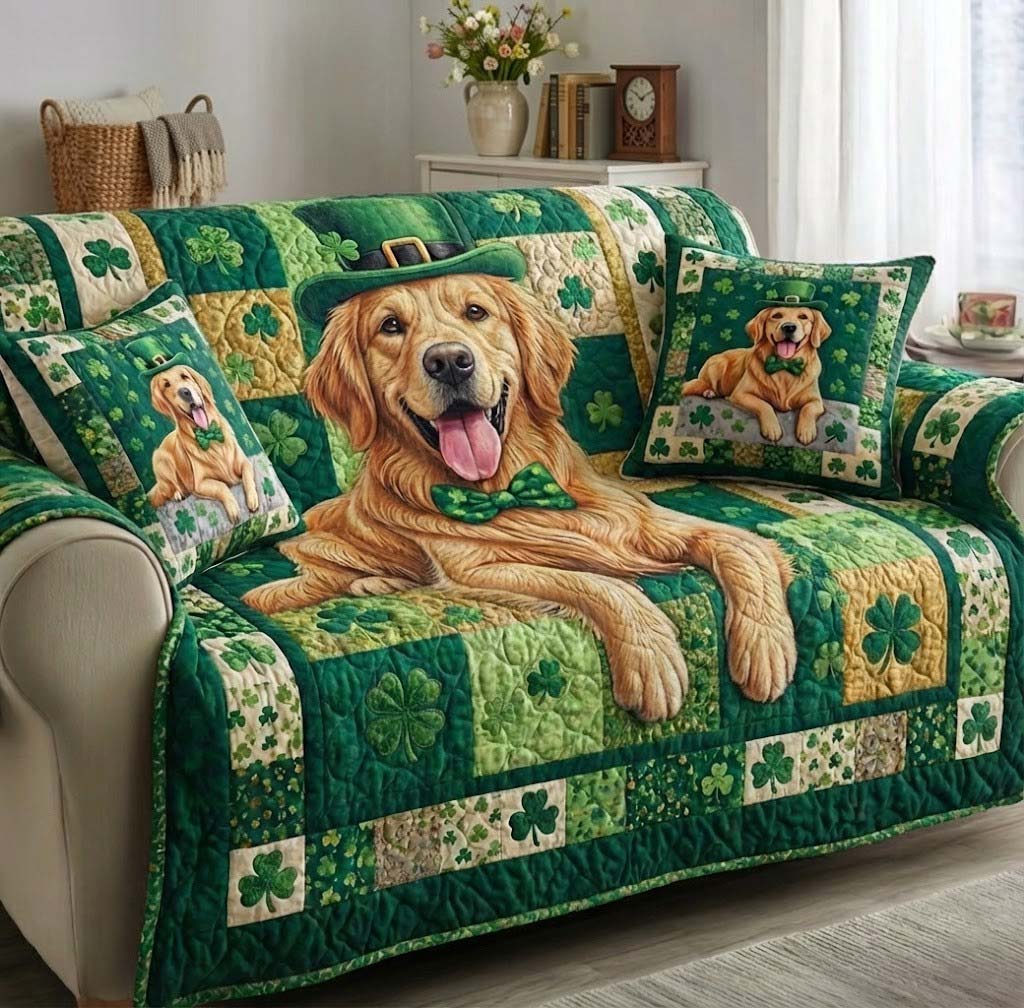 Emerald Luck Quilted Sofa Cover GFTOTG2851