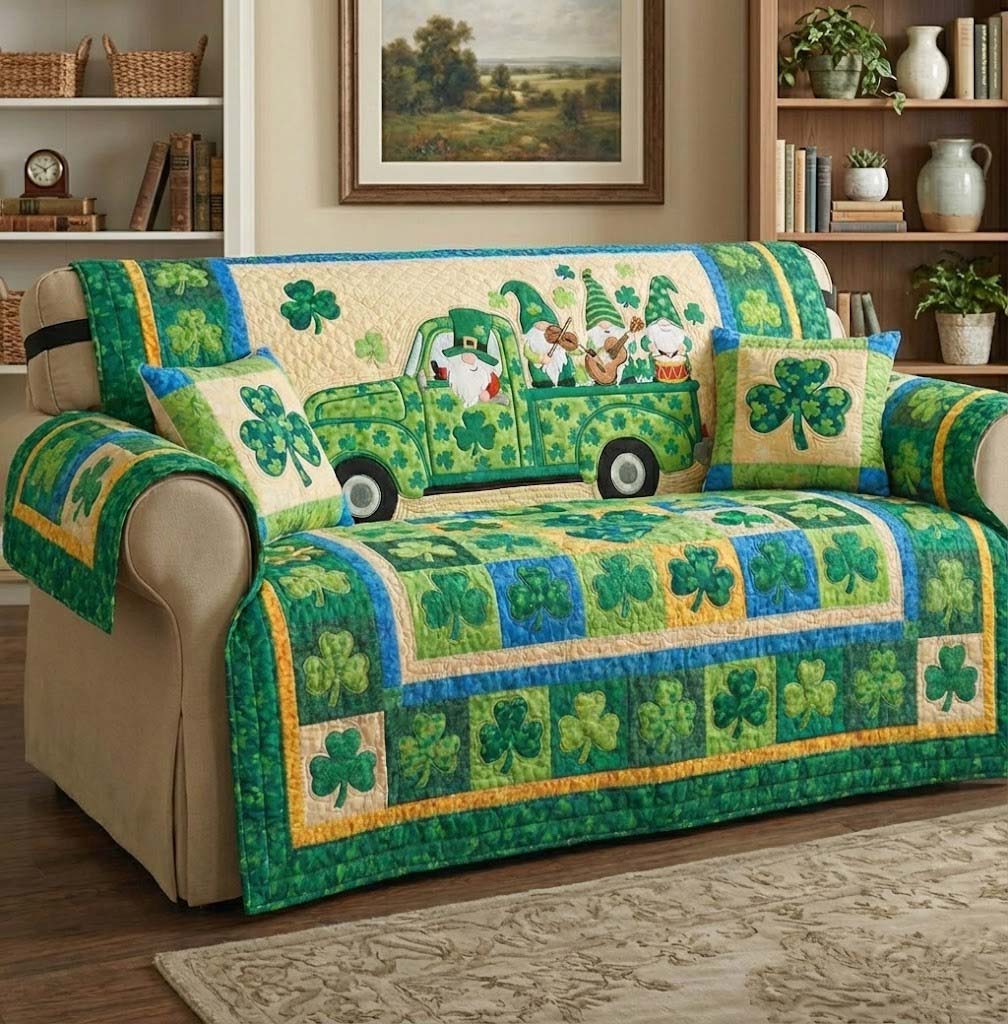 Emerald Luck Quilted Sofa Cover GFTOTG2853