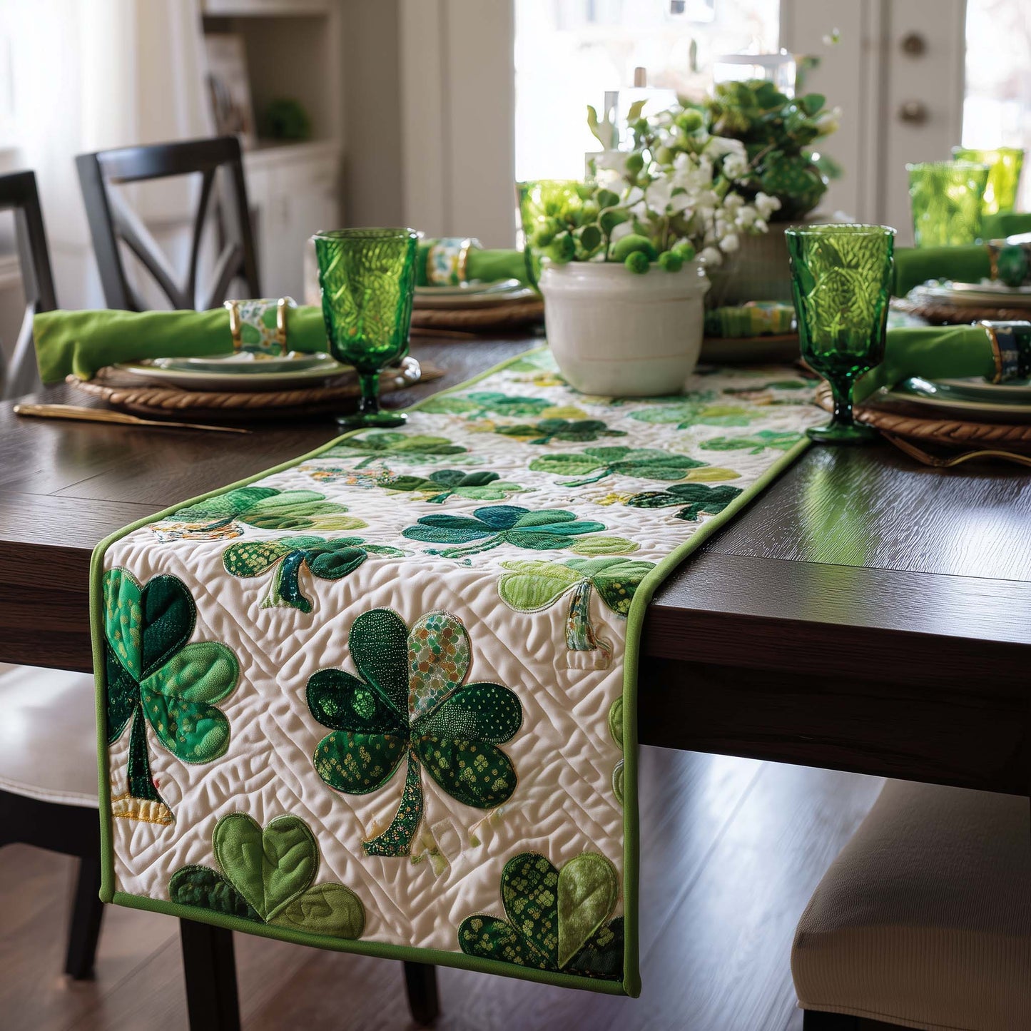 Lucky Shamrock Charm Quilted Table Runner GFTOTG2858