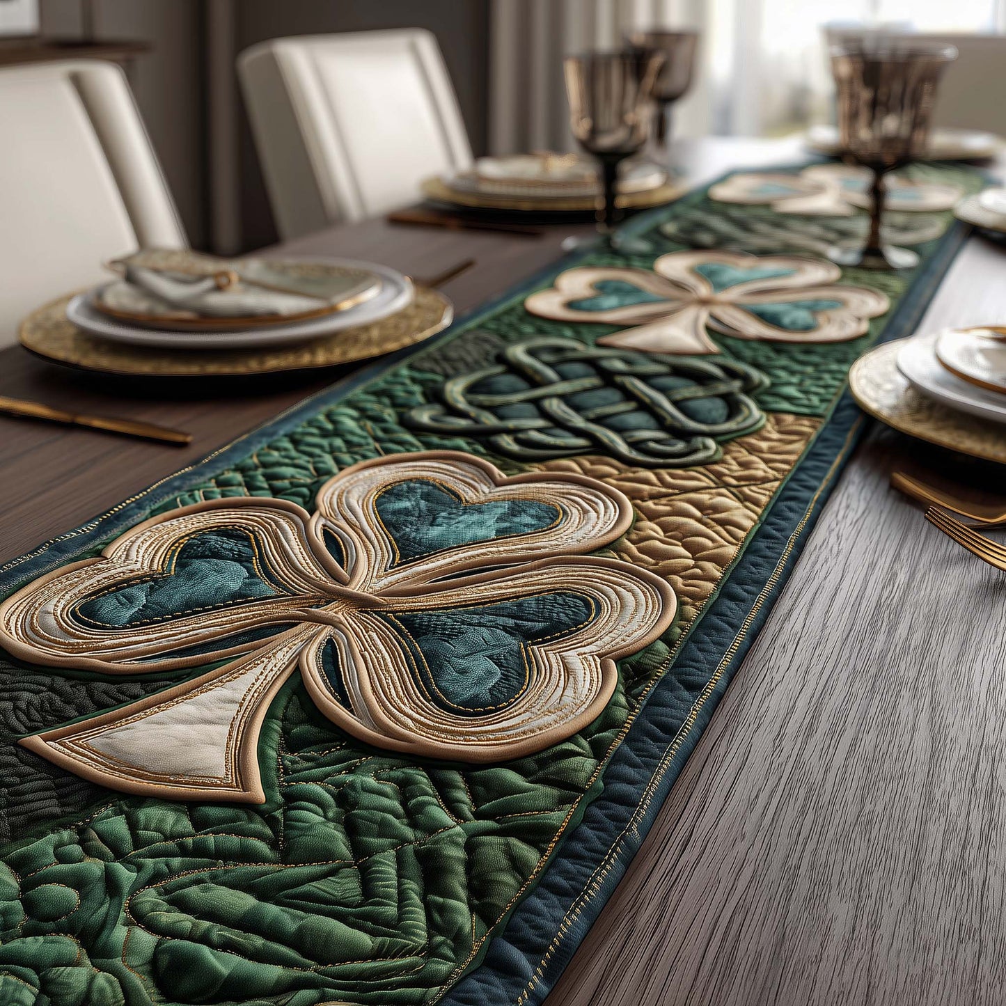 Lucky Shamrock Charm Quilted Table Runner GFTOTG2861