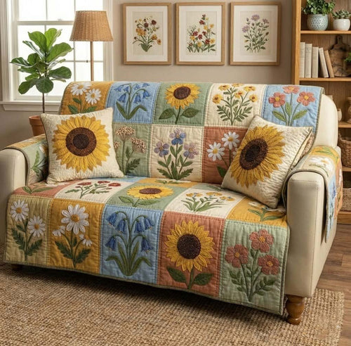 Bloom Patch Quilted Sofa Cover GFTOTG2893