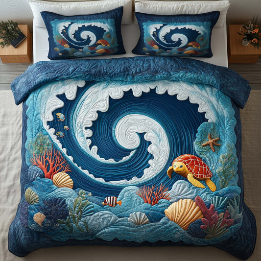 Ocean Swirl 3-Piece Quilted Bedding Set GFTOTG2908