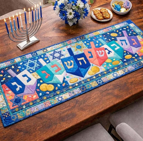 Hanukkah Dreidels Quilted Table Runner GFTOTG2911