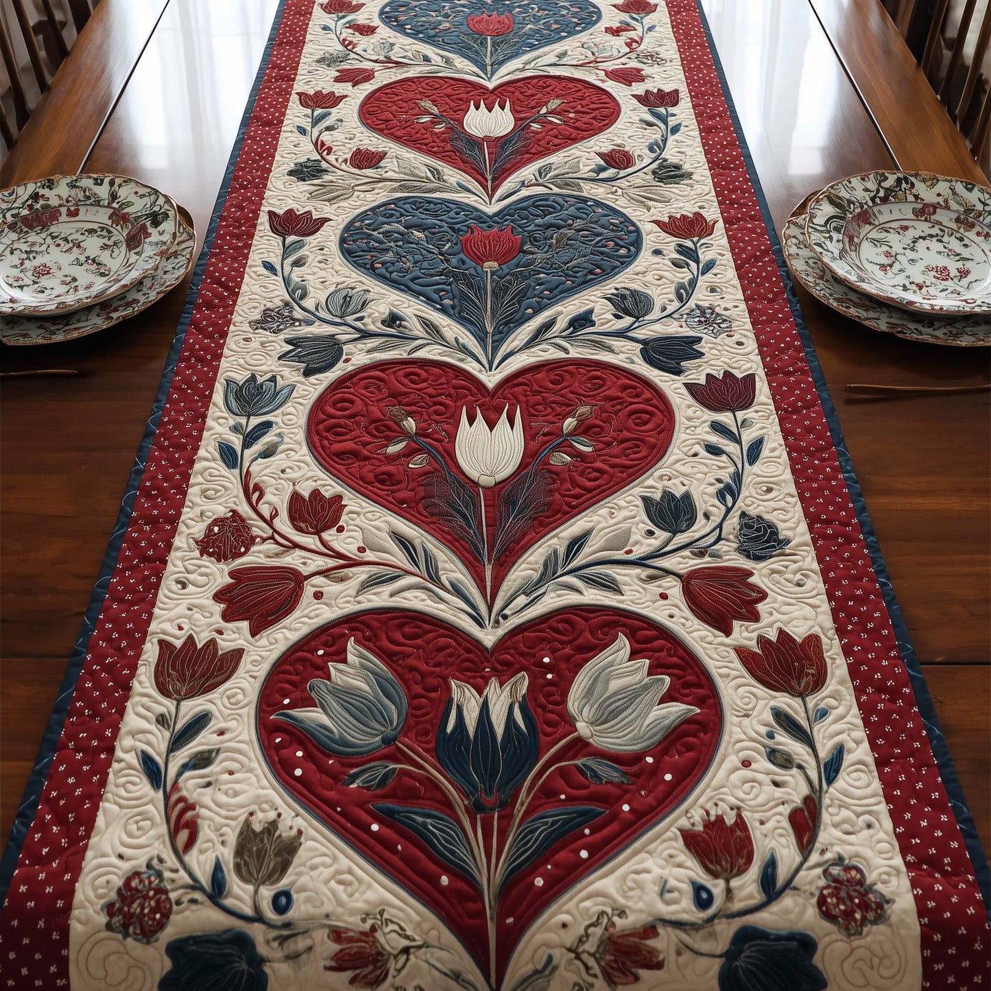 Floral Heart Quilted Table Runner GFTOTG2932