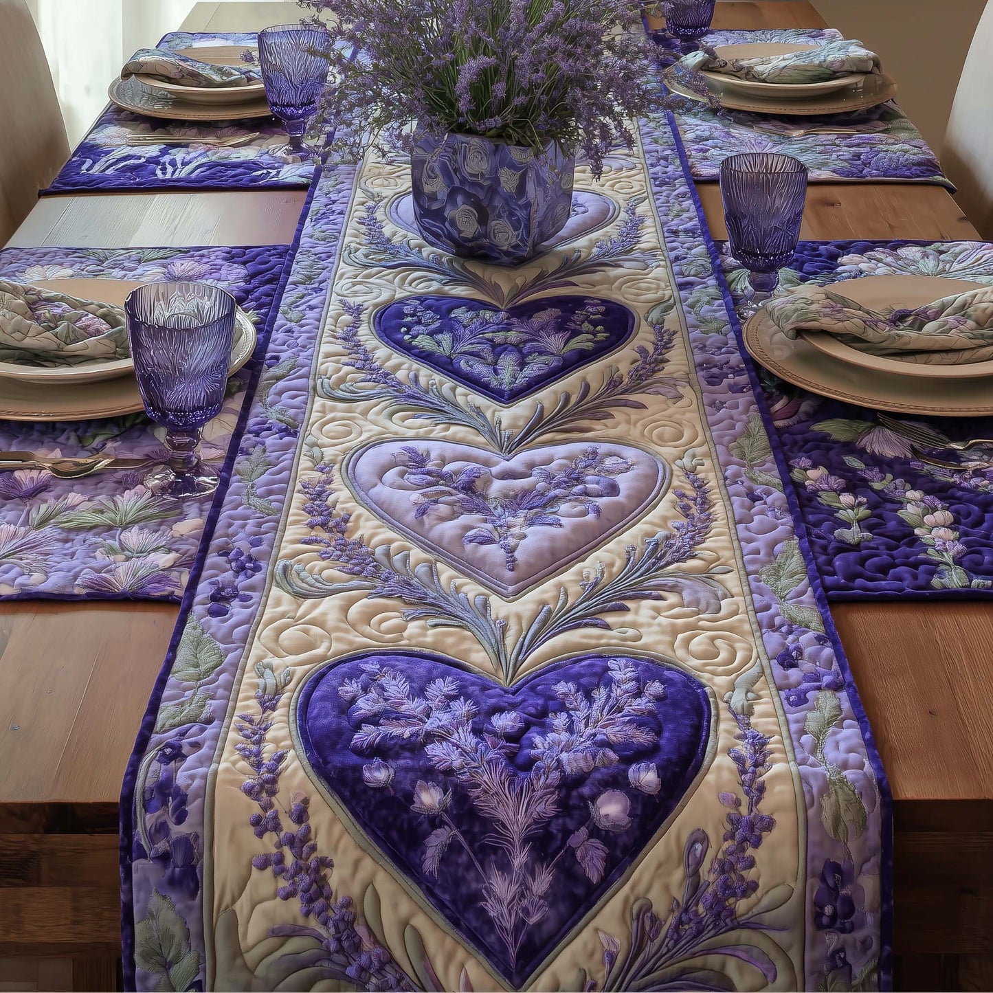 Floral Heart Quilted Table Runner GFTOTG2933