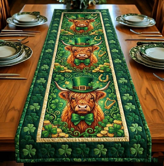Emerald Highland Cow Quilted Table Runner GFTOTG3026