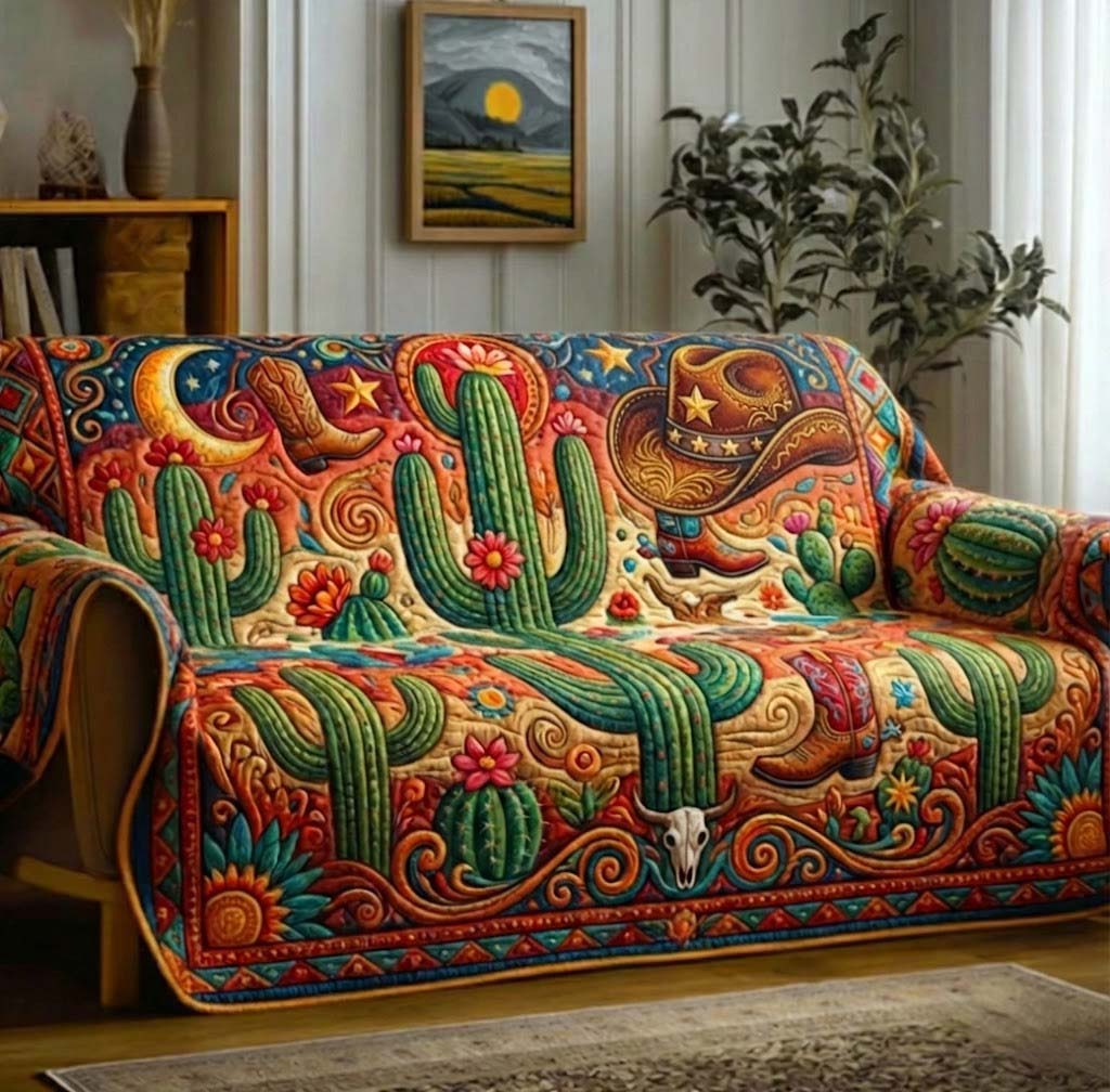 Desert Cactus Quilted Sofa Cover GFTOTG3037