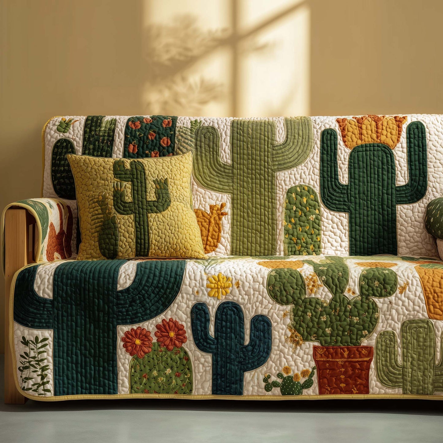 Patchy Cactus Quilted Sofa Cover GFTOTG3040