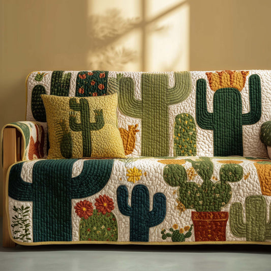 Patchy Cactus Quilted Sofa Cover GFTOTG3040