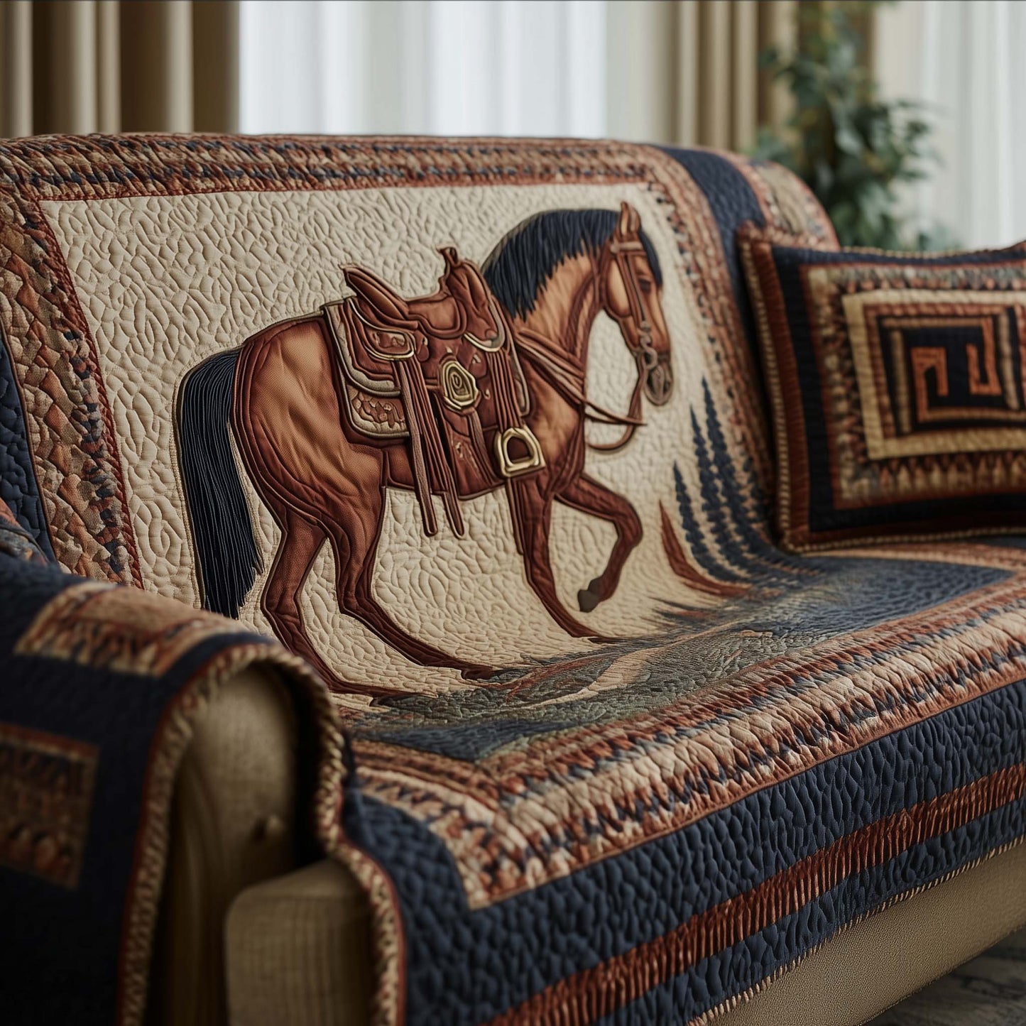 Prairie Horse Quilted Sofa Cover GFTOTG3088