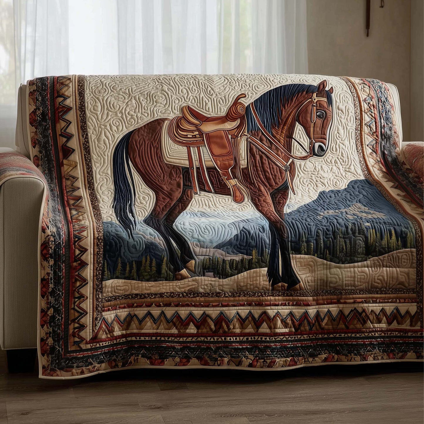 Prairie Horse Quilted Sofa Cover GFTOTG3089