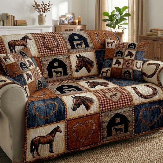 Patchy Horse Quilted Sofa Cover GFTOTG3090