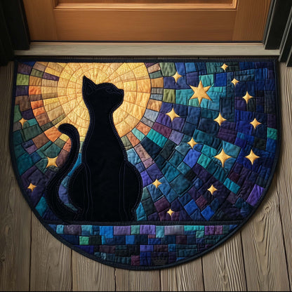 Mosaic Black Cat Quilted Welcome Mat GFTOTG3230