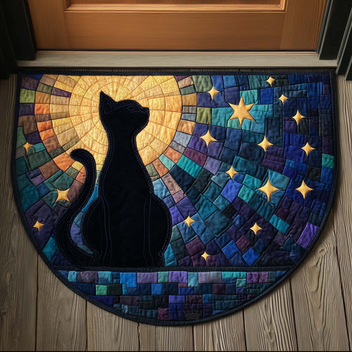 Mosaic Black Cat Quilted Welcome Mat GFTOTG3230