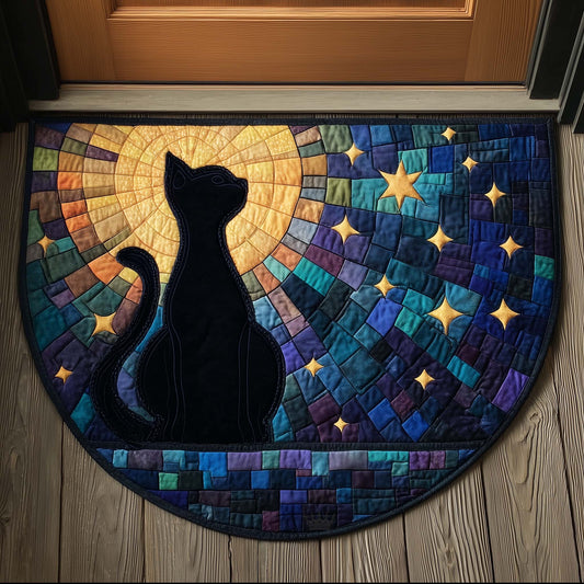 Mosaic Black Cat Quilted Welcome Mat GFTOTG3230