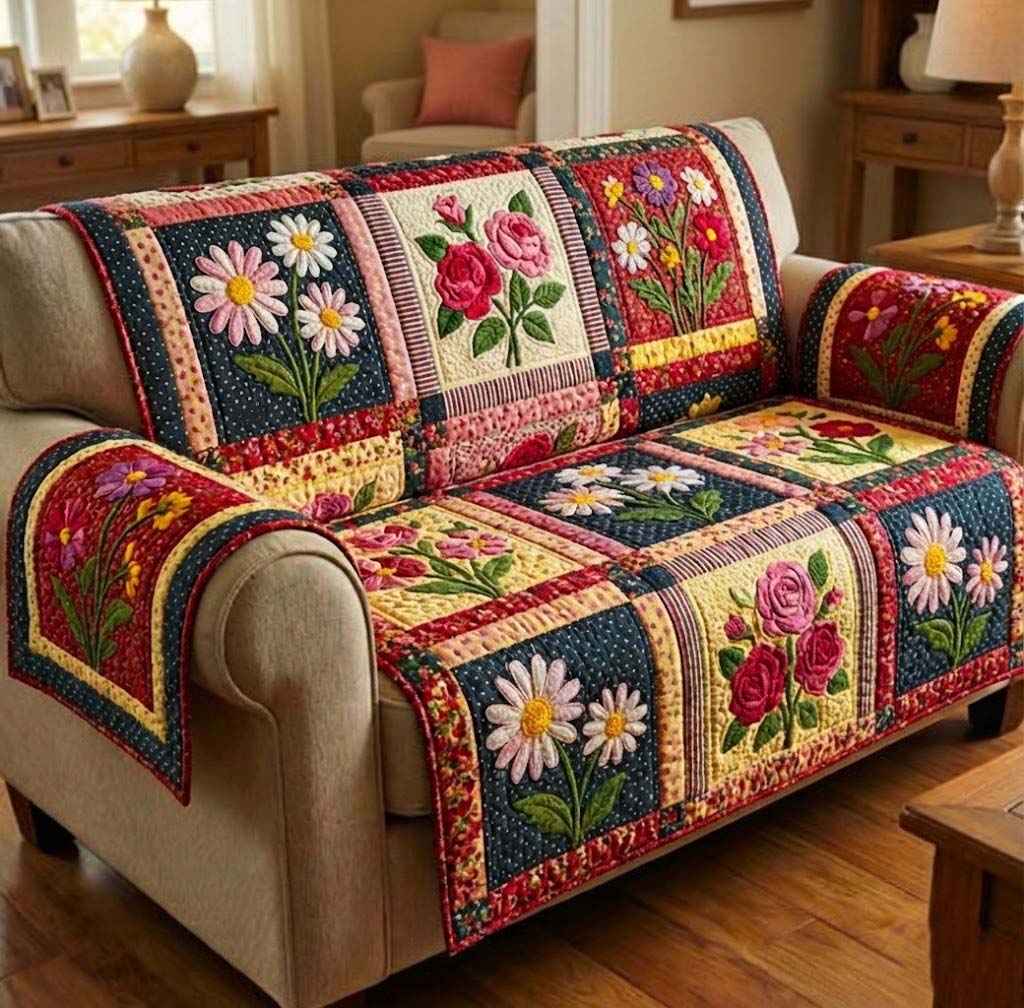 Blooming Season Quilted Sofa Cover GFTOTG3235
