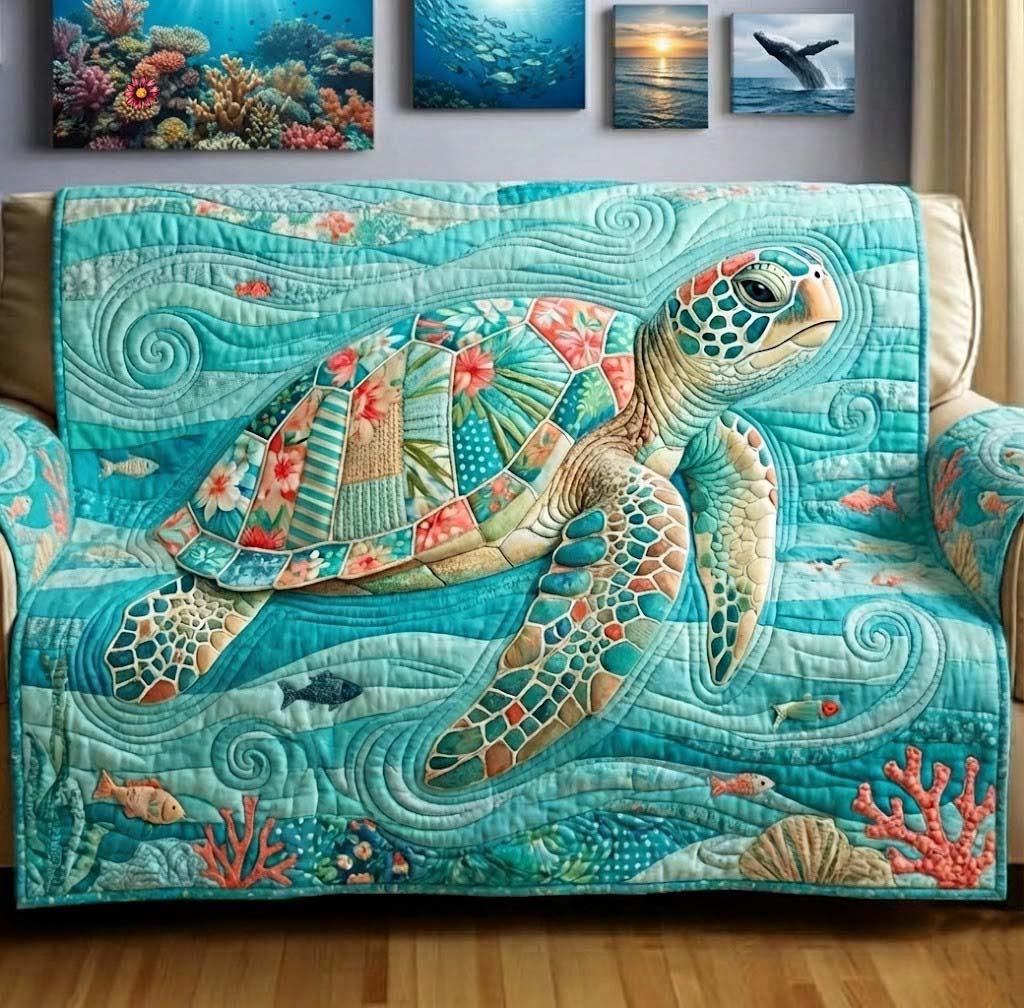 Turtle Drift Quilted Sofa Cover GFTOTG3276