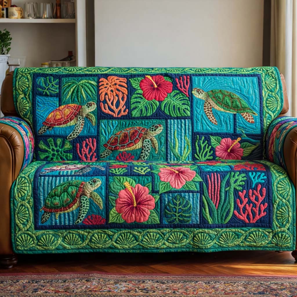 Turtle Drift Quilted Sofa Cover GFTOTG3279